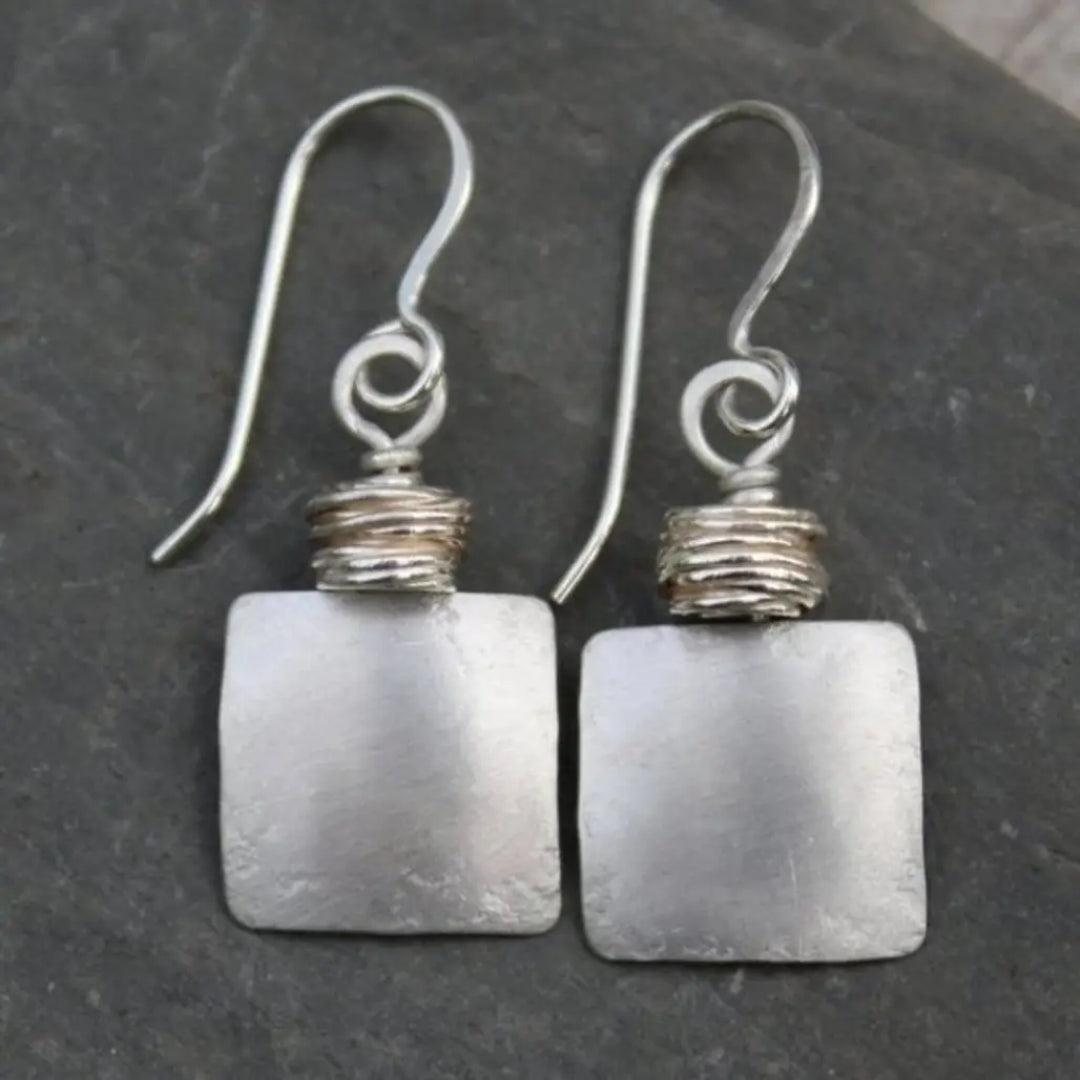 Vintage Silver Square Earrings