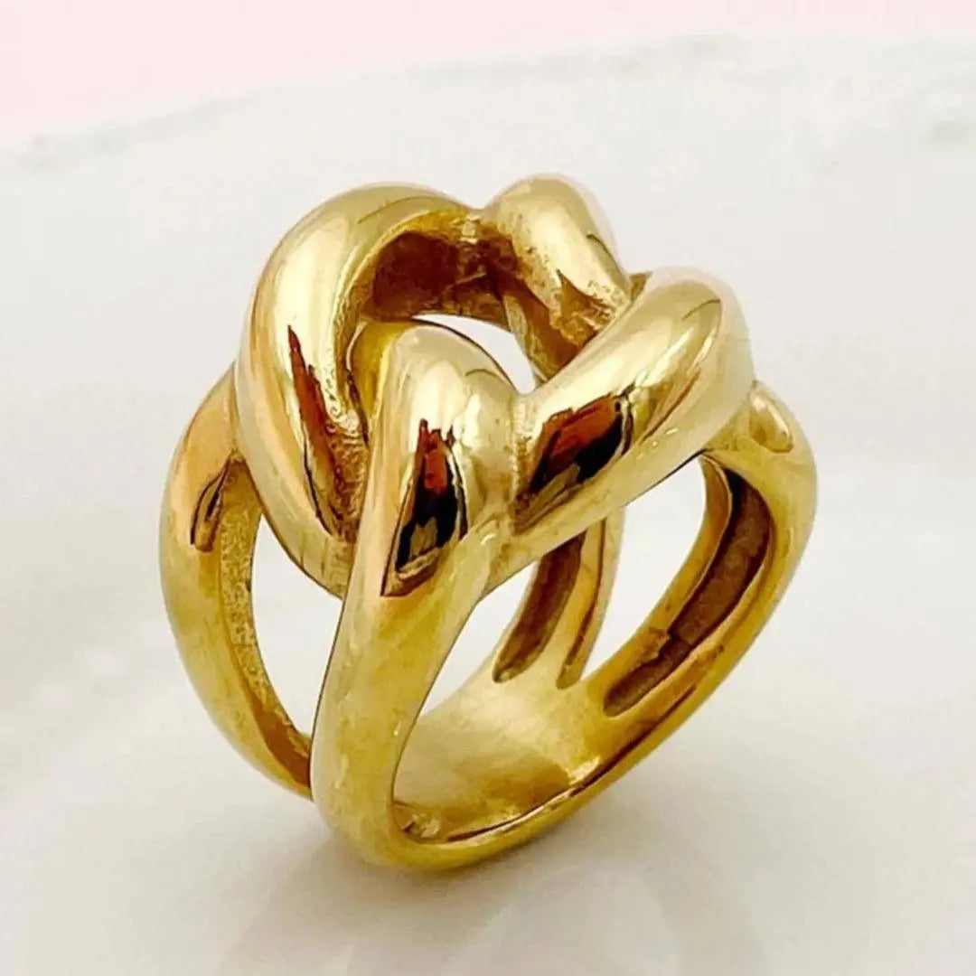 Golden Knotted Vintage Ring Unique Joyas