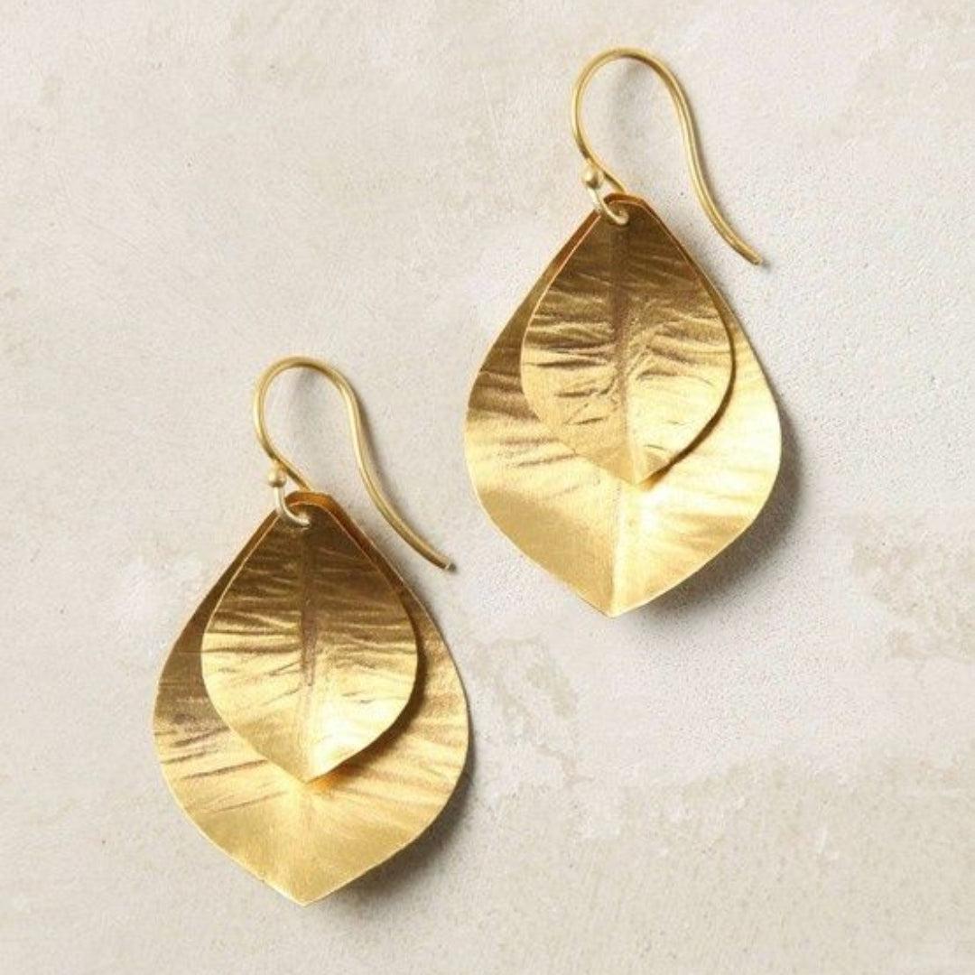 Double Gold Leaf Earrings Vintage