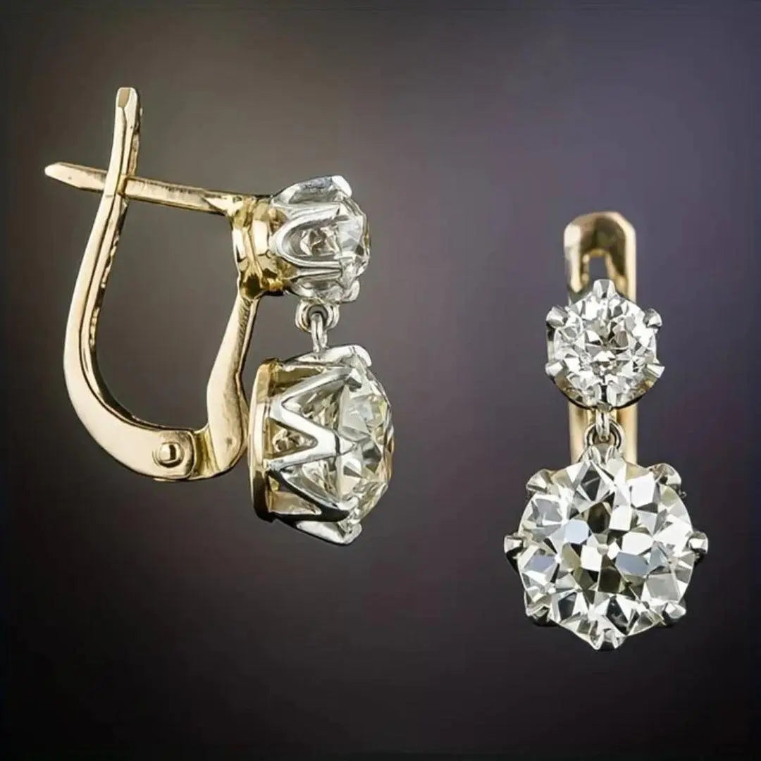 Vintage Zirconia Earrings in Gold