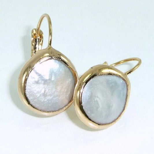 Vintage White Stone Golden Earrings Unique Joyas