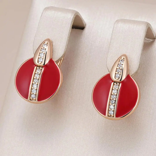 Elegant earrings with red enamel shine Unique Joyas