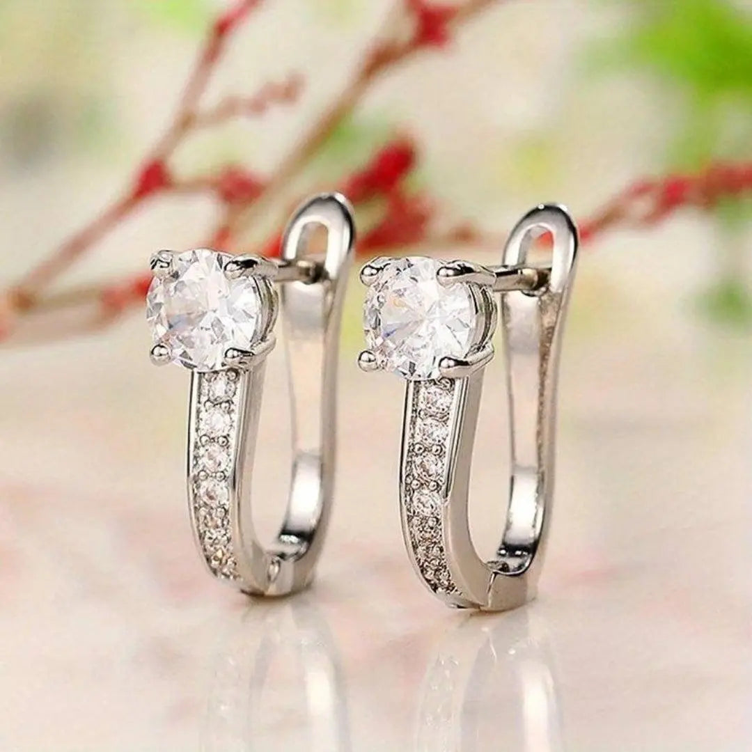 Elegant silver-plated zirconia earrings Unique Joyas