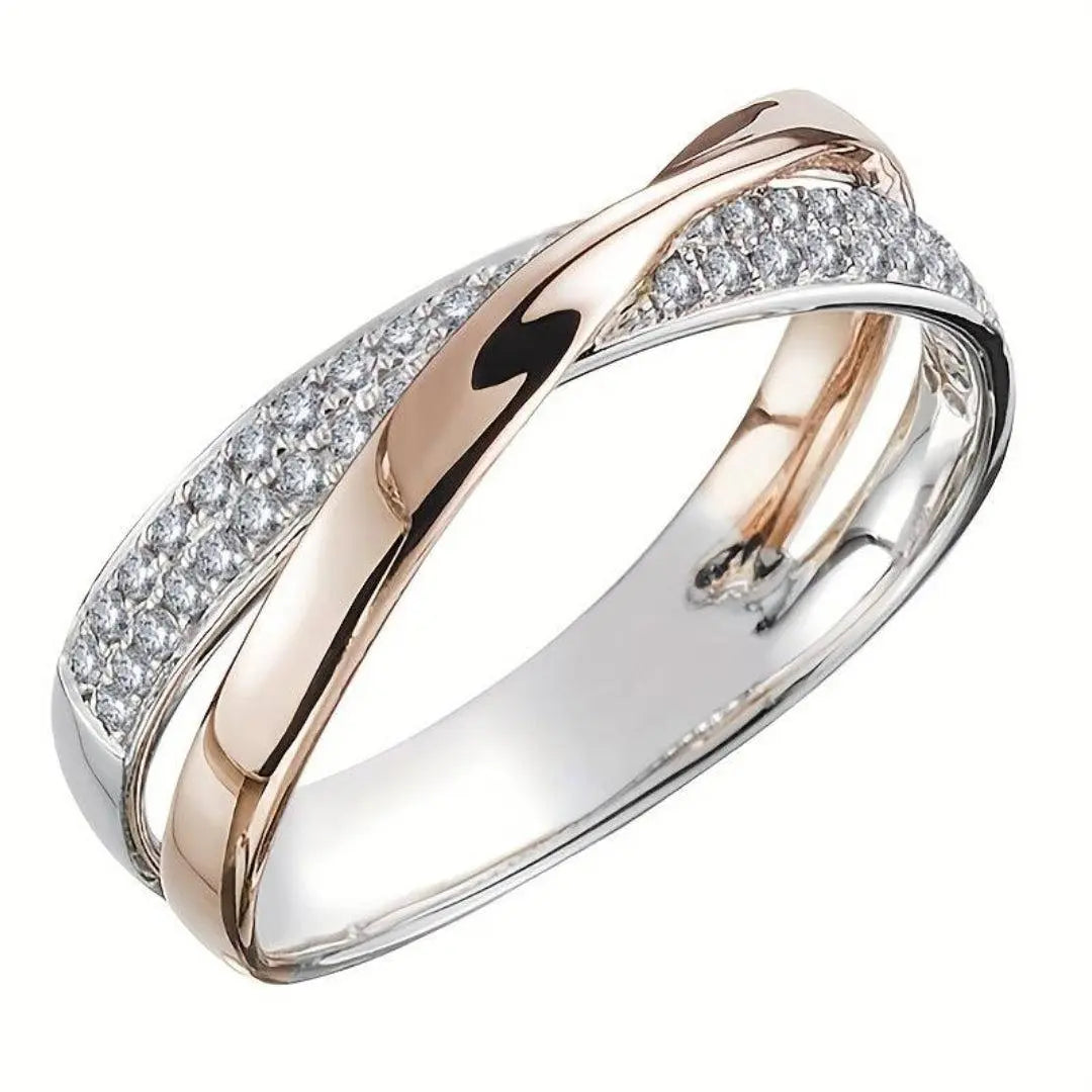 Elegant curved ring with rhinestone Unique Joyas