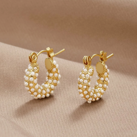 Gold-plated pearl earrings Claire