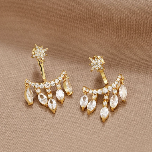 Crystal Earrings in Gold