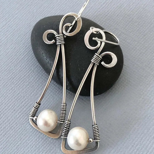 Vintage Sterling Silver Pearl Earrings Claire