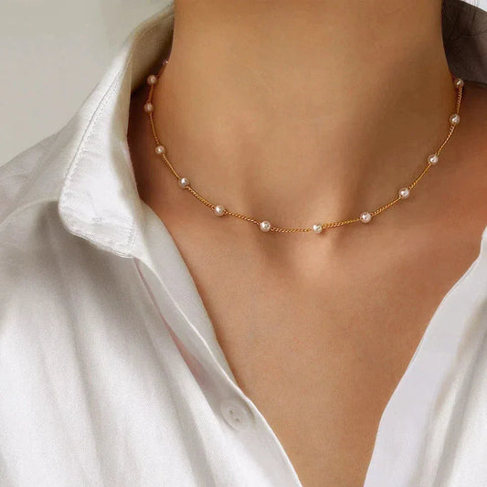 Gold Pearl Necklace Claire