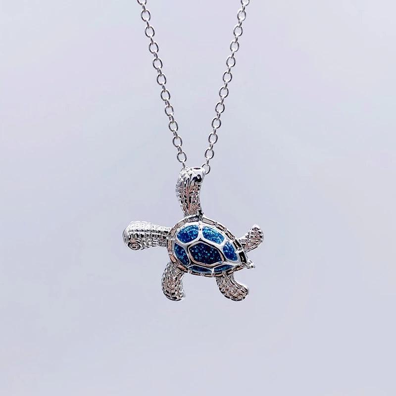 Blue Opal Sea Turtle Necklace