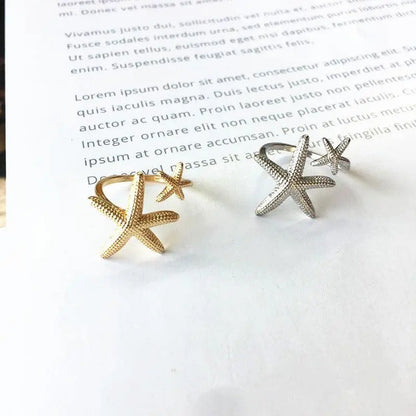 Adjustable Starfish Ring in Silver and Gold Unique Joyas