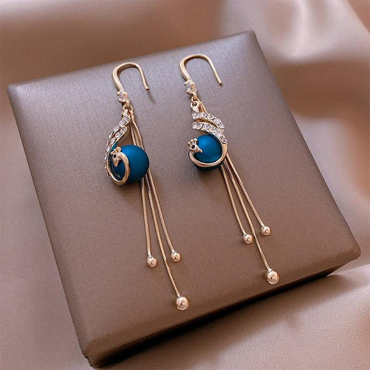 Festive Earrings with Blue Pearls Unique Joyas