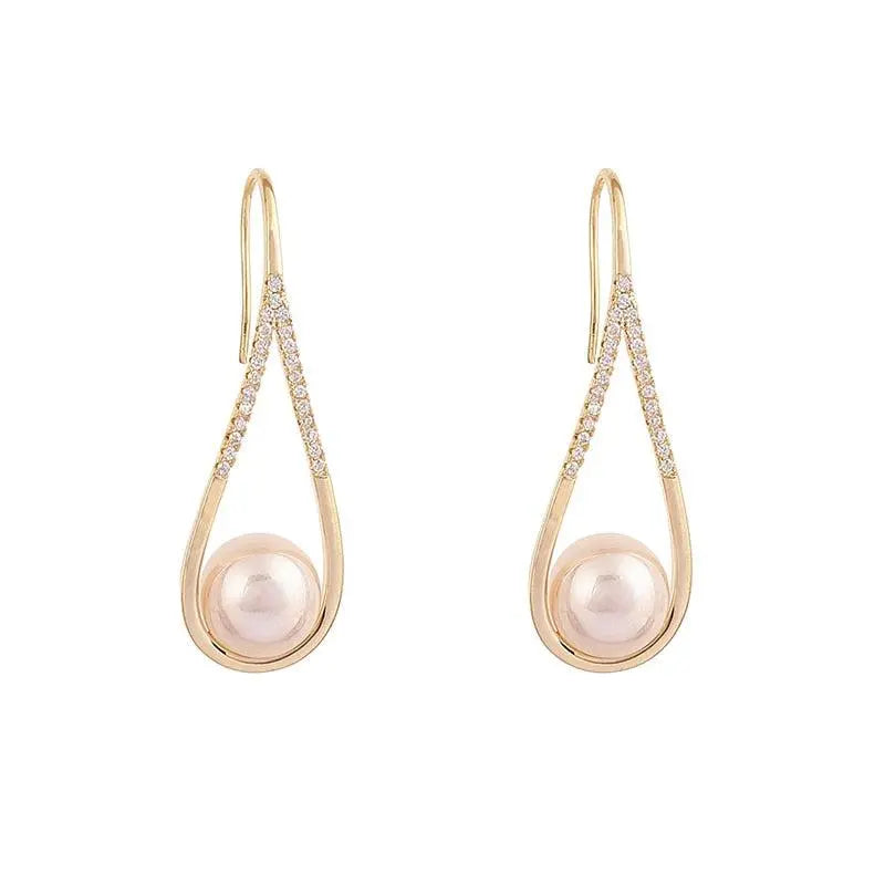 Rose Gold Pearl Earrings Unique Joyas