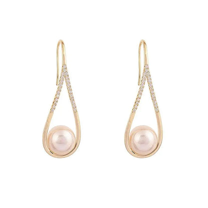 Rose Gold Pearl Earrings Unique Joyas