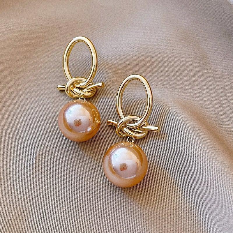 Gold Pearl Loop Earrings claire