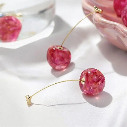 Pink Cherry Luxury Earrings Unique Joyas