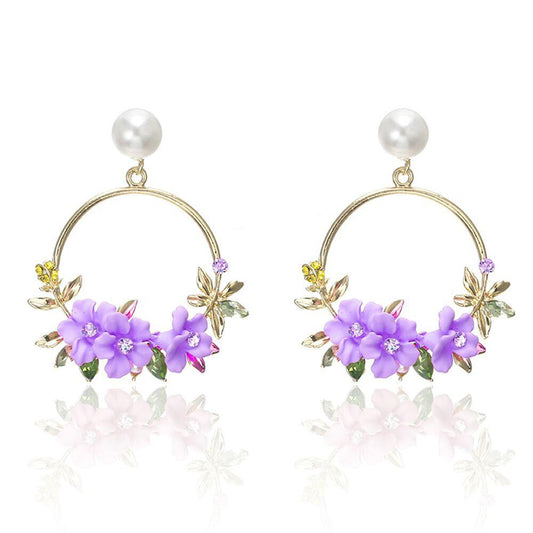 Gold Flower and Pearl Earrings Claire