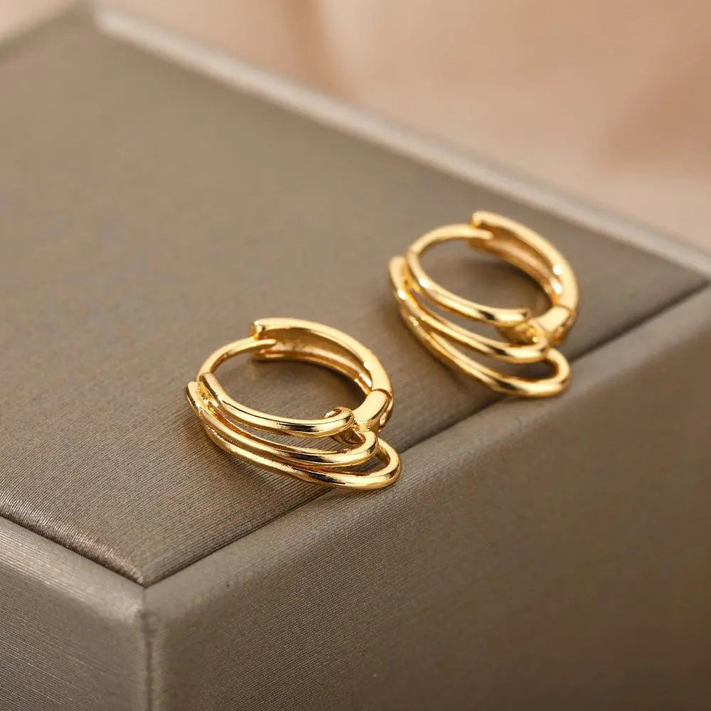 Minimalist Round Gold Earrings Unique Joyas