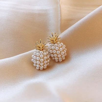 Tropical Pineapple and Pearl-Embellished Earrings Unique Joyas