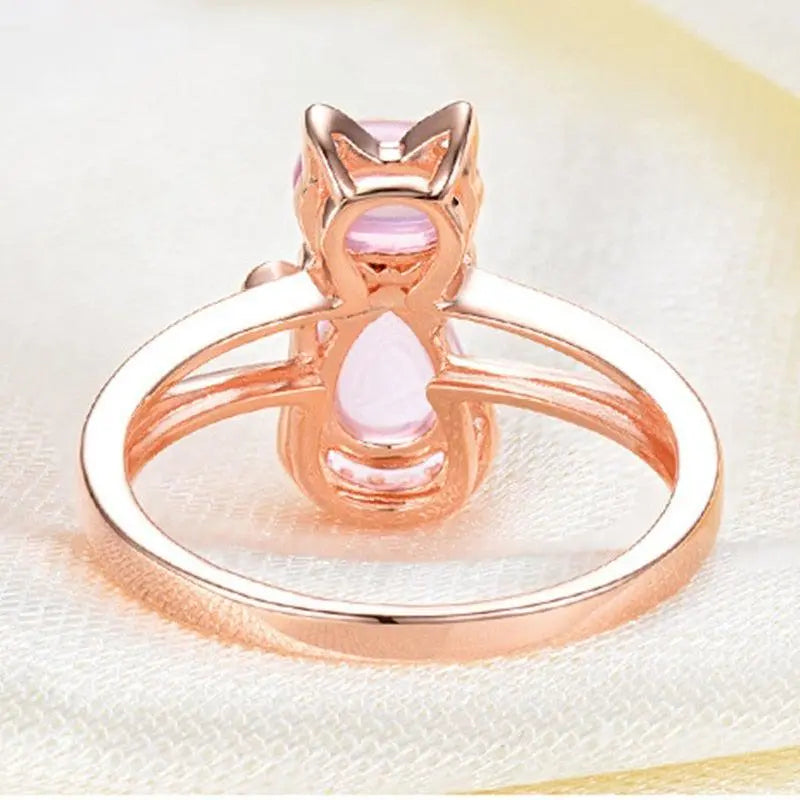 Rose Gold Cat Ring Unique Joyas