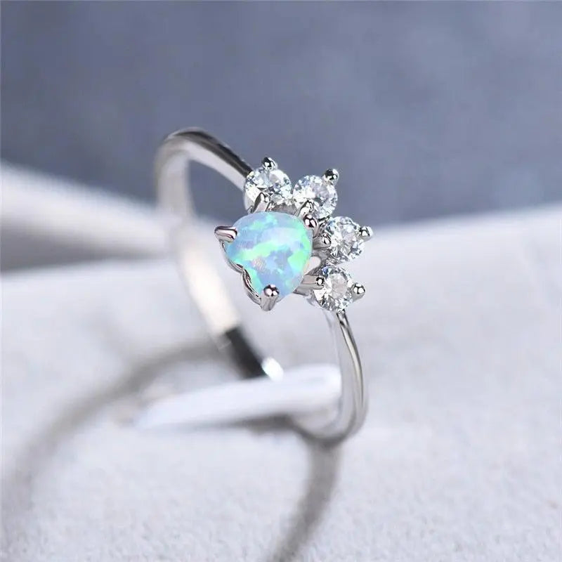 Opal and Zirconia Ring Unique Joyas