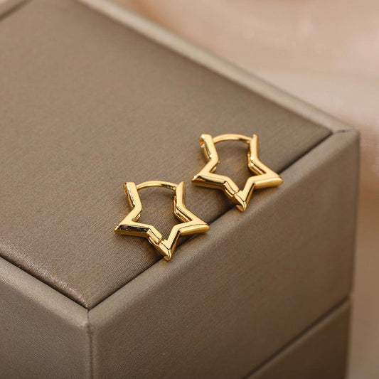 Minimalist Gold Star Earrings Unique Joyas