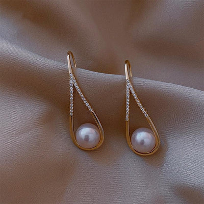 Rose Gold Pearl Earrings Unique Joyas