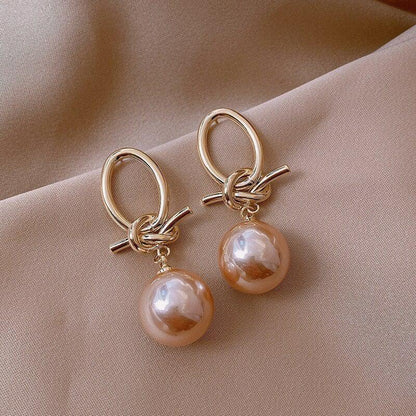 Gold Pearl Loop Earrings claire