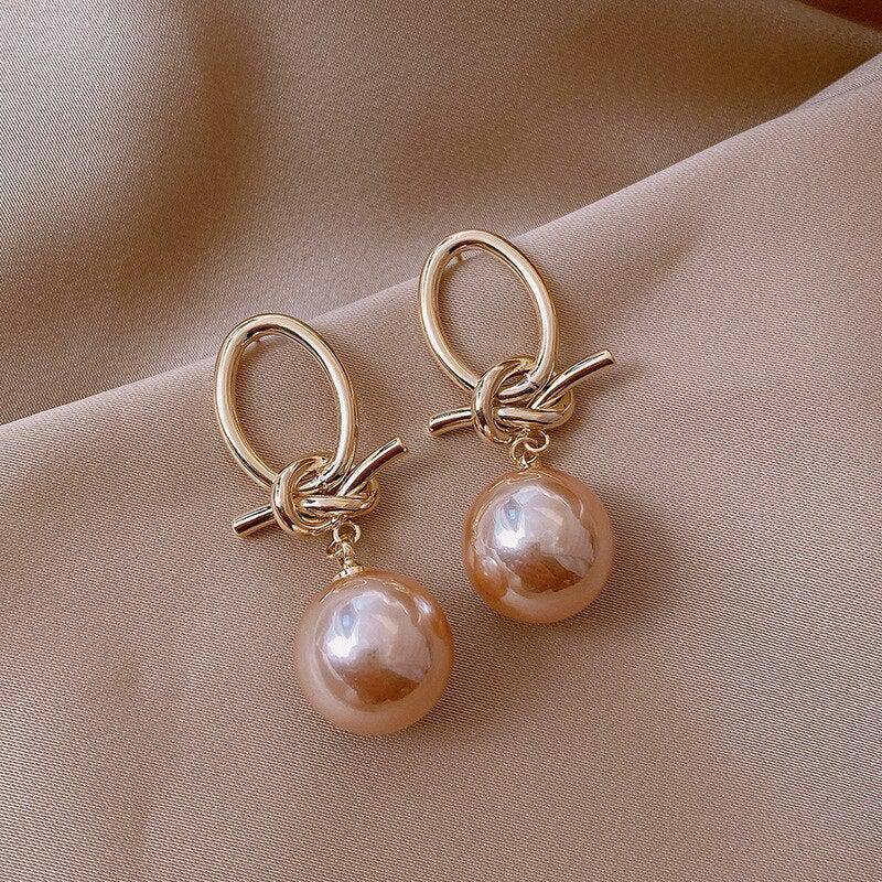 Gold Pearl Drop Earrings Unique Joyas