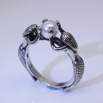 Mermaid Ring with Pearls in Silver Unique Joyas