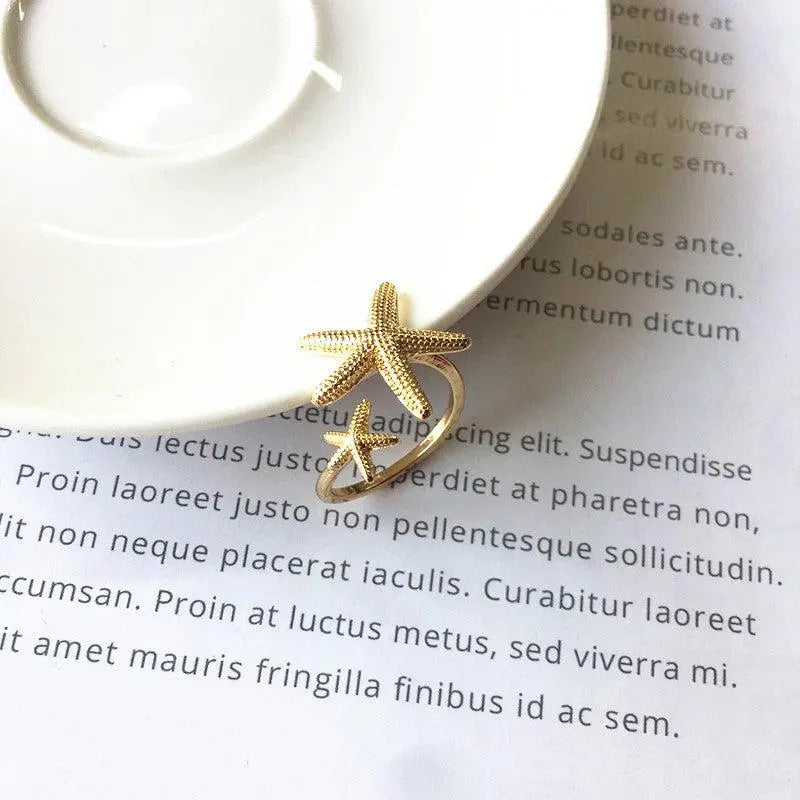 Adjustable Starfish Ring in Silver and Gold Unique Joyas