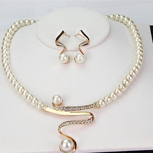 Natural Pearl Necklace + Earring Set Unique Joyas