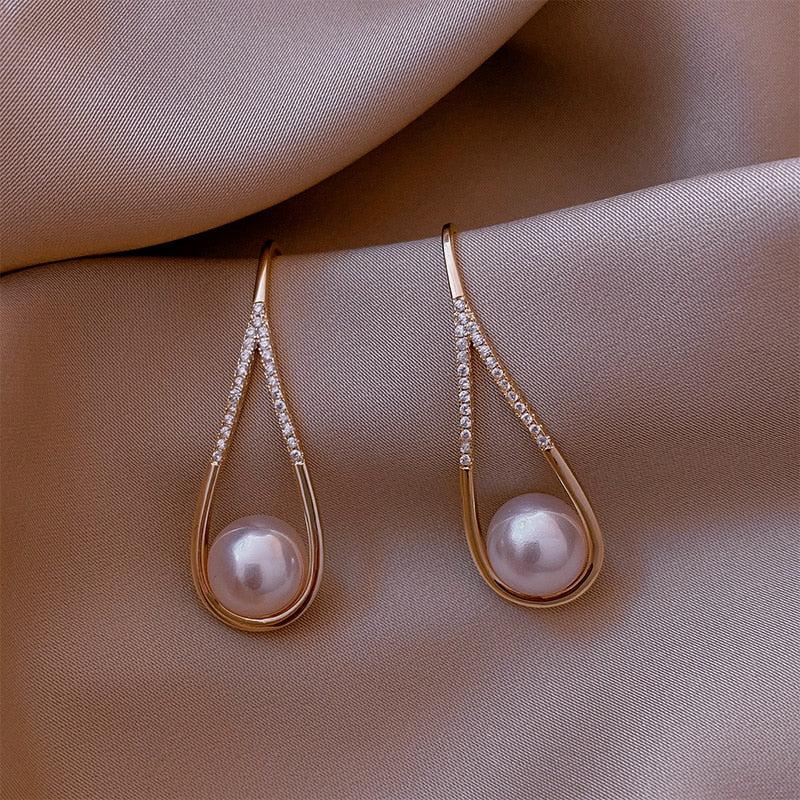 Rose Gold Pearl Earrings Unique Joyas