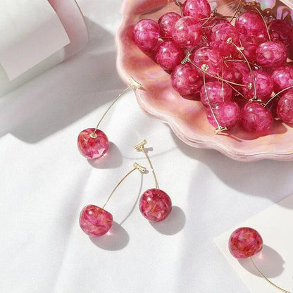 Pink Cherry Luxury Earrings Unique Joyas