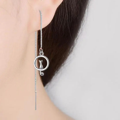 Earrings with Dangling Kitten