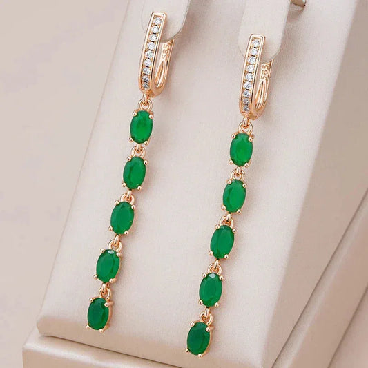 Hanging Earrings with Green Crystal Unique Joyas