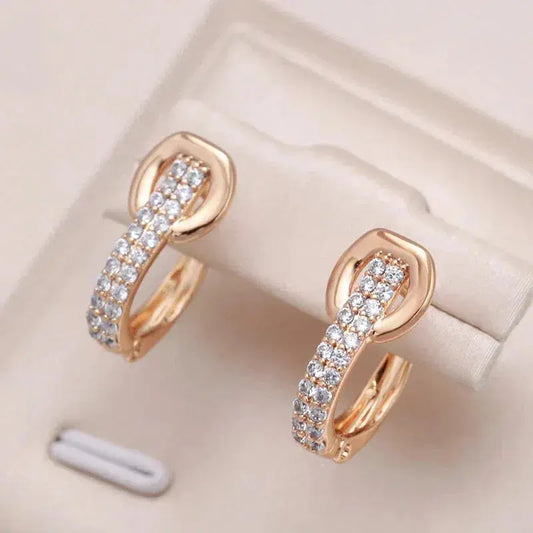 Elegant earrings with inlaid zirconia in gold Unique Joyas