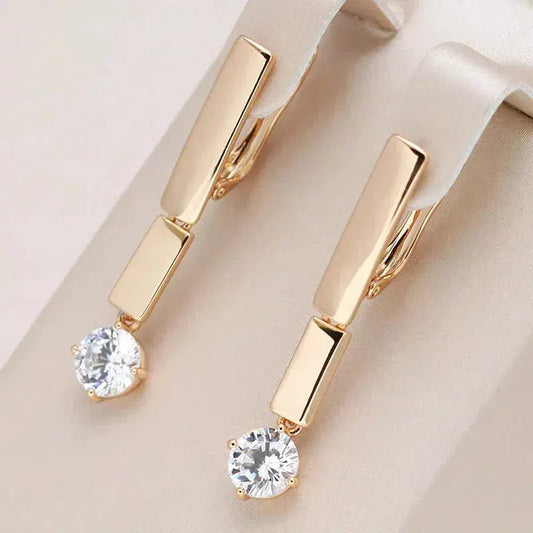 Earrings with Zirconia in Elegant Gold Unique Joyas