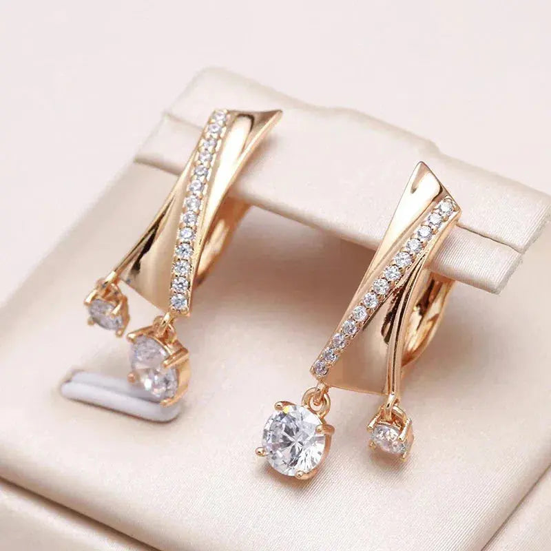 Elegant zirconia earrings in gold with droplets Unique Joyas