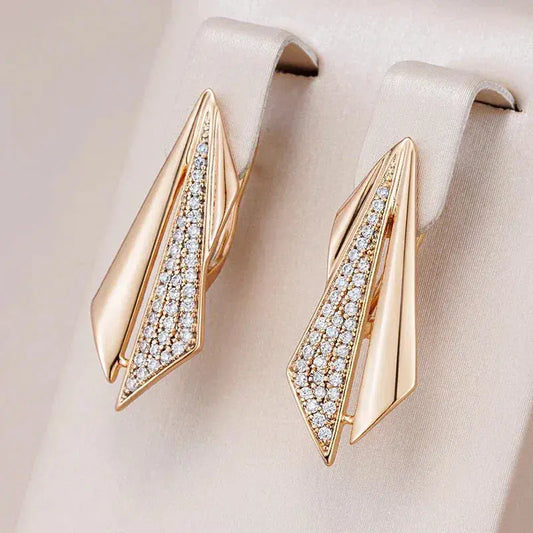 Elegant zirconium earrings in gold Unique Joyas