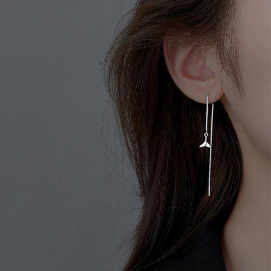 Earrings with Dangling Whale Tail