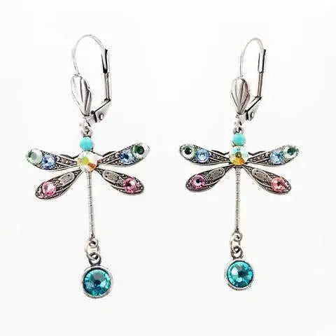 Elegant earrings in the shape of a carved dragonfly Unique Joyas