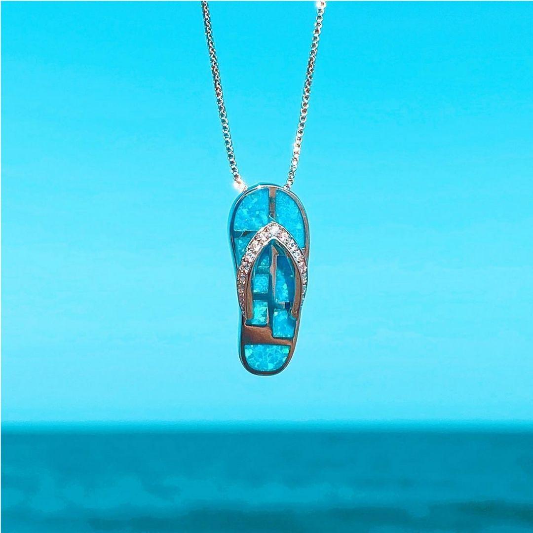 Flip Flop Necklace made of Opal and Silver