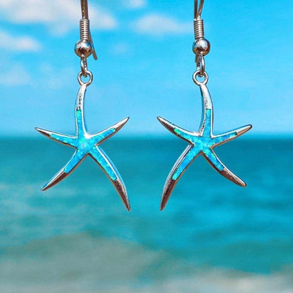 Starfish earrings made of opal and silver