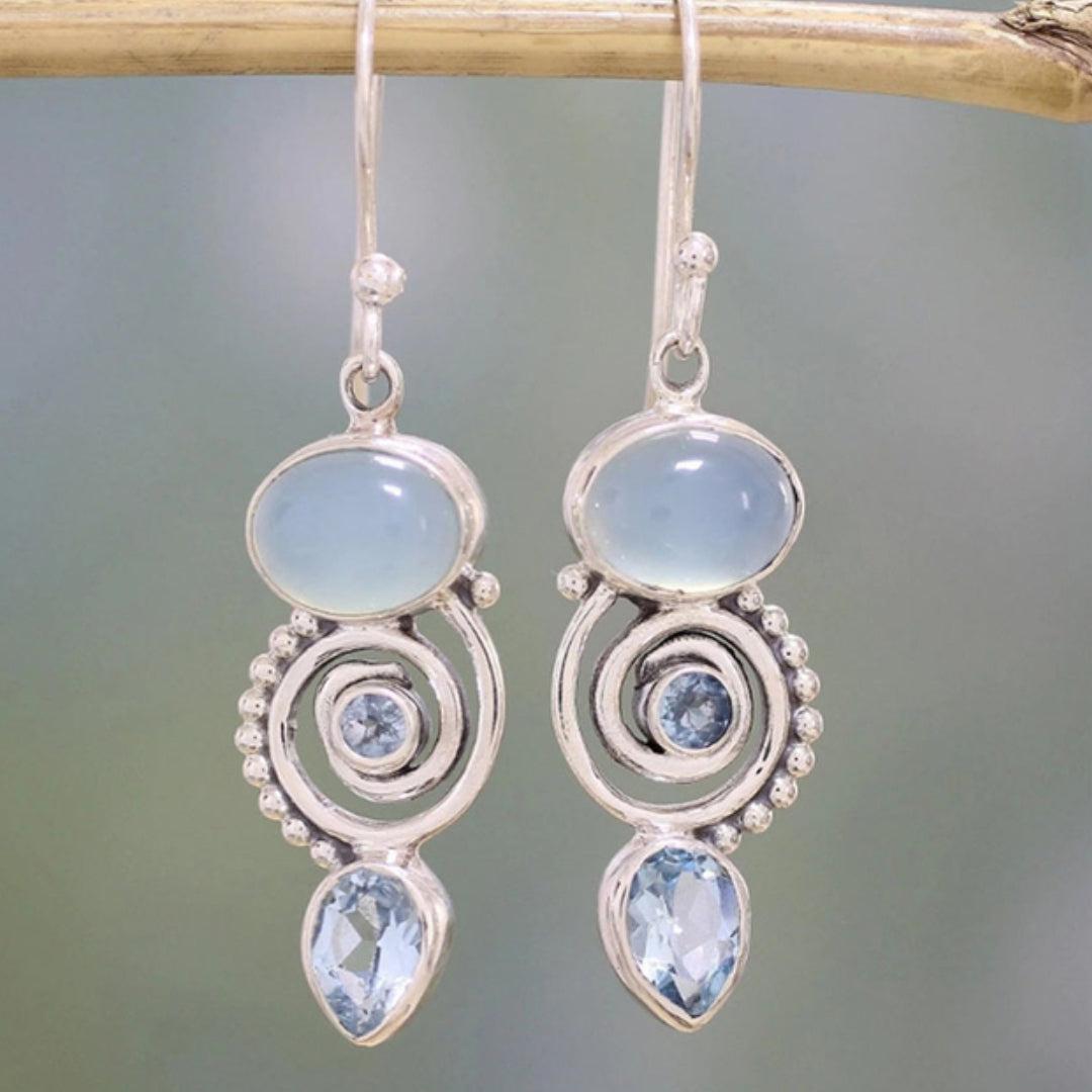 Vintage Silver Moonstone Earrings