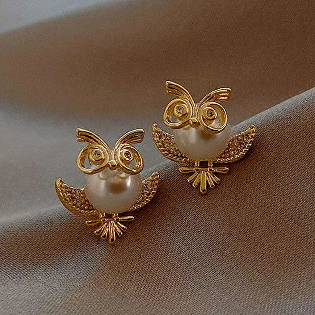 Luxurious Gold Owl Earrings Unique Joyas