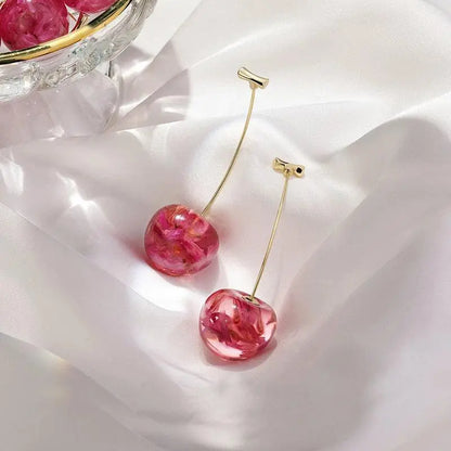 Pink Cherry Luxury Earrings Unique Joyas