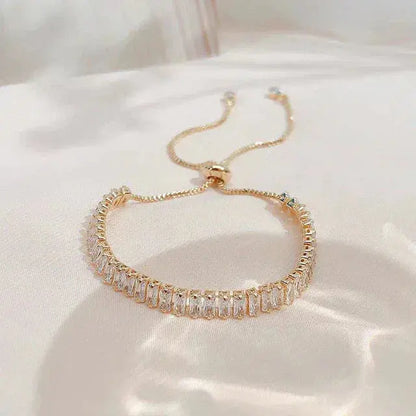 Adjustable Cubic Zirconia Bracelet in Gold and Silver Unique Joyas