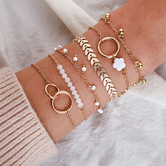 Pack of Boho Bracelets in Gold Unique Joyas