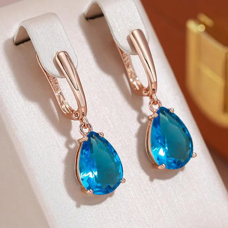 Blue Crystal Drop Earrings Unique Joyas