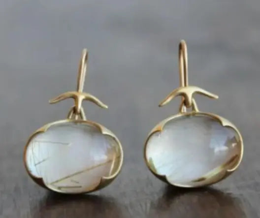 Vintage earrings with green moonstone Unique Joyas